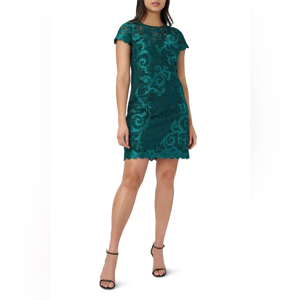 Adrianna Papell Dark Jade Lace Dress